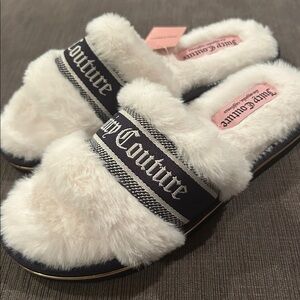 JUICY COUTURE Faux Fur Womens Slippers L (8/9) NEW